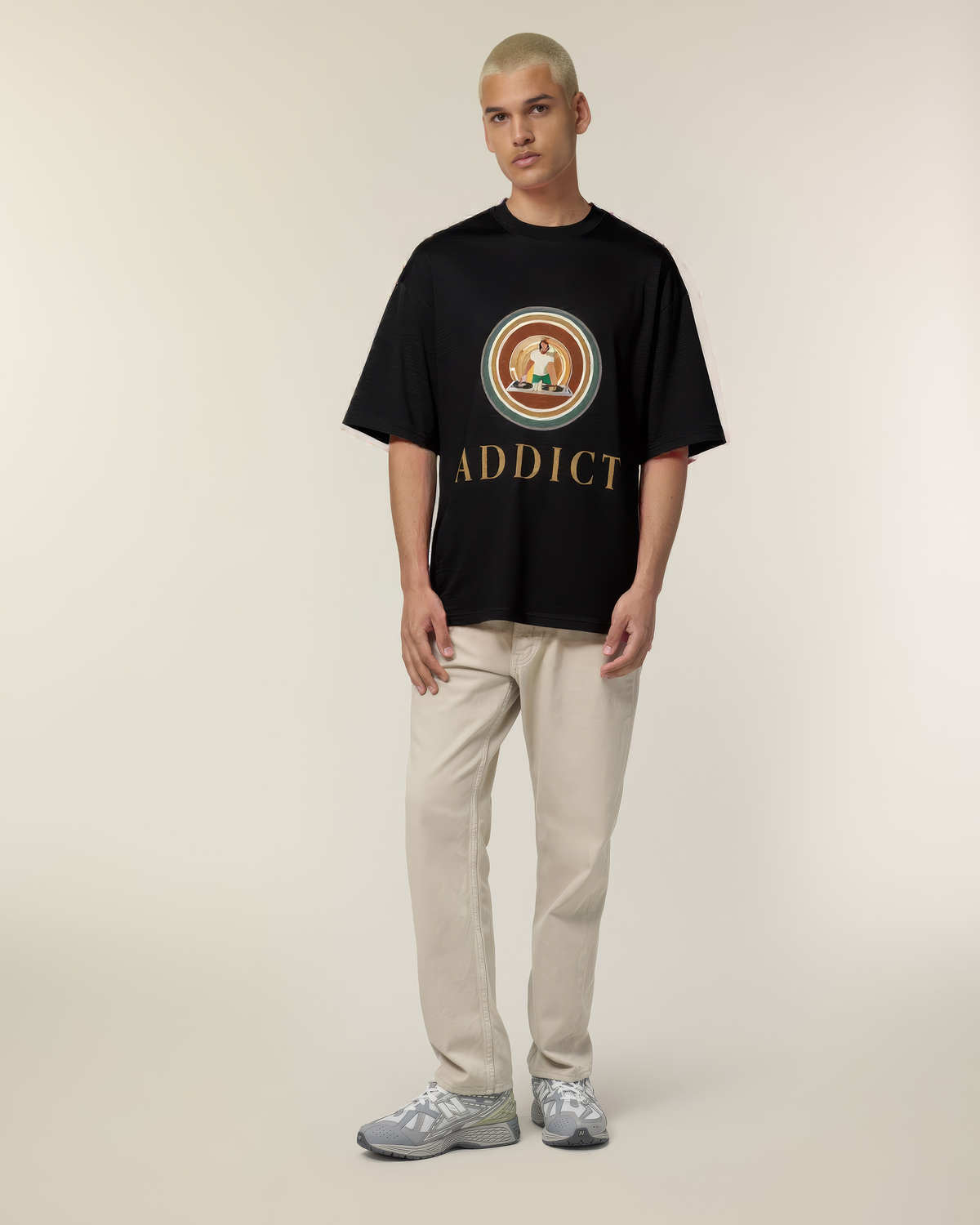 Music Addict Oversized High-Neck T-Shirt by An Addict